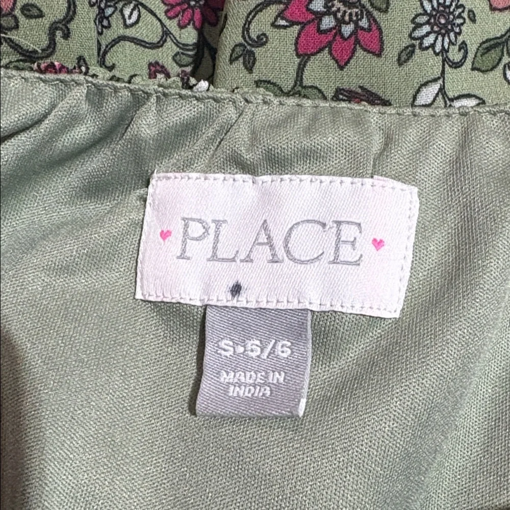 The Children’s Place Green and Purple Floral Kids Dress sz S